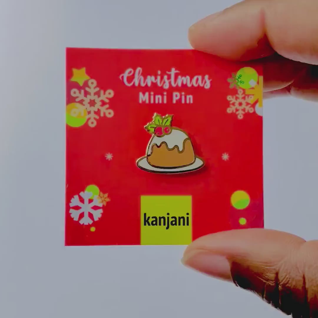 Christmas Pudding Enamel Pin: Festive Holiday Badge, Christmas gift, stocking stuffer, Advent calendar