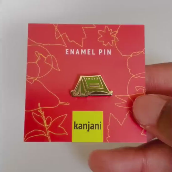 Tent Enamel pin gift, mini lapel badge, camping gift, Fall lanyard decor, Autumn, outdoors, forest