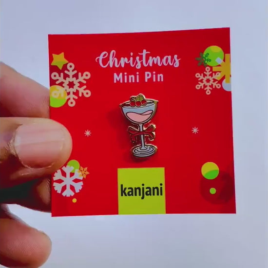 Festive Cranberry Cocktail Enamel 6 pin gift box, Winter lapel badge, Christmas gift