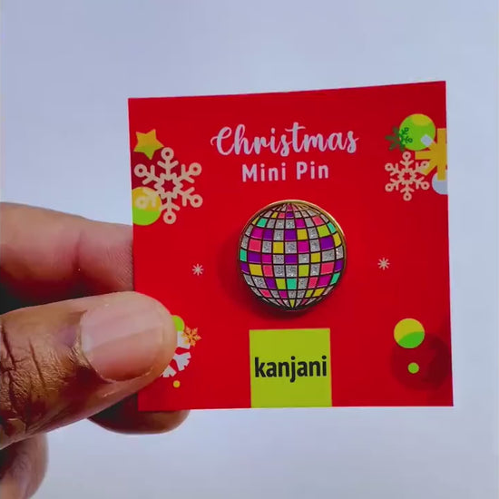 Disco Ball Enamel Pin, Gold Festive Lapel Badge (Winter Holiday), Christmas gift, stocking stuffer, Advent calendar