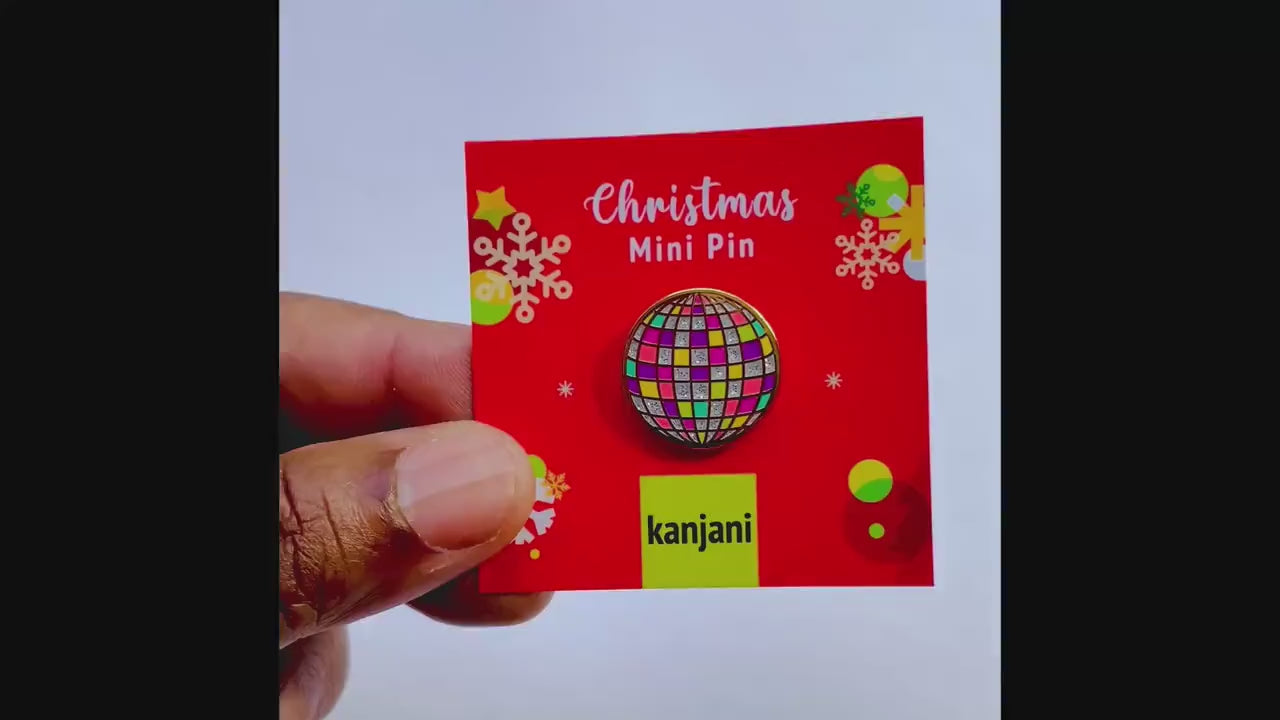 Disco Ball Enamel Pin, Gold Festive Lapel Badge (Winter Holiday), Christmas gift, stocking stuffer, Advent calendar