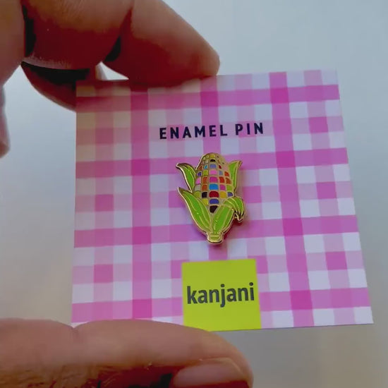 Rainbow Corn Cob Enamel Pin, Vegan gift, picnic treat