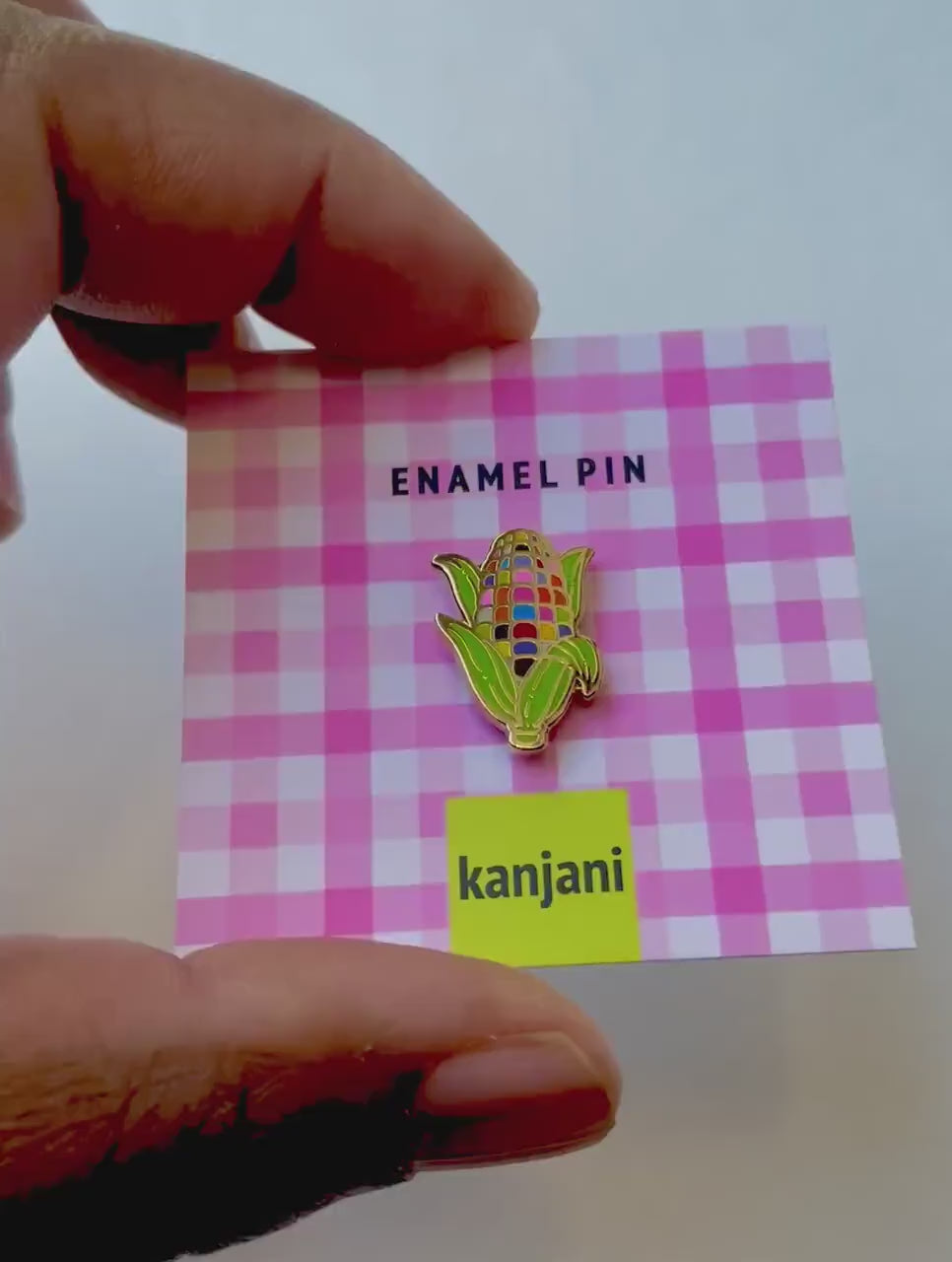 Rainbow Corn Cob Enamel Pin, Vegan gift, picnic treat