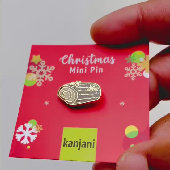 Yule Log Enamel Pin, Christmas Lapel Pin, Stocking stuffer