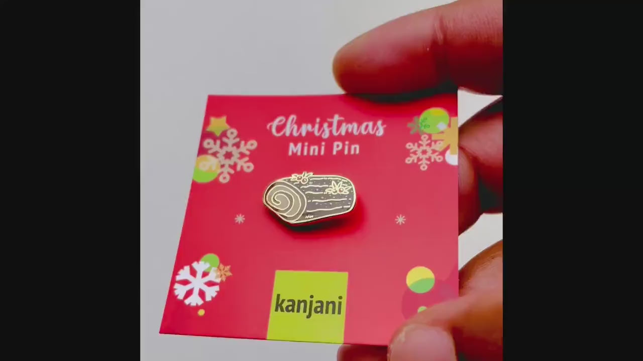 Yule Log Enamel Pin, Christmas Lapel Pin, Stocking stuffer