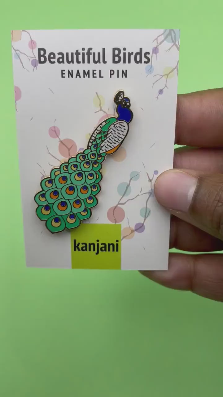 Peacock bird Enamel pin gift badge, Peafowl, Bird lapel pin, pigeon, magpie, gift for her
