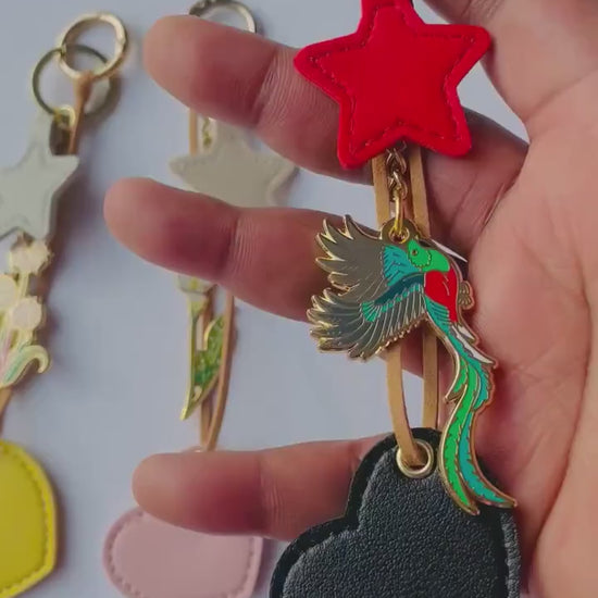 Quetzal bird Pin & Keychain set, Guatemala, gift for her, him