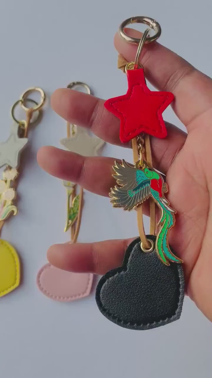 Quetzal bird Pin & Keychain set, Guatemala, gift for her, him
