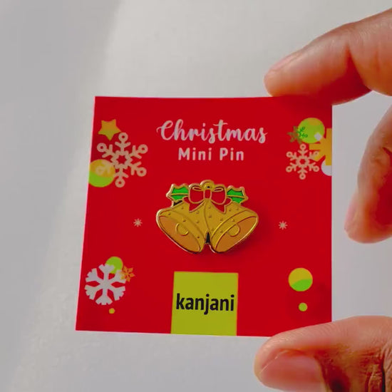 Christmas Bells Enamel Pin, Gold Festive Gift, stocking stuffer, Advent calendar