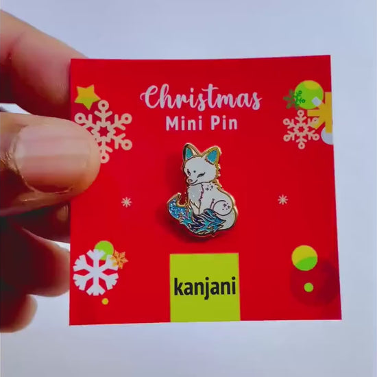 Arctic Fox Winter Enamel lapel pin - Christmas Mini Badge Set, Advent gift, stocking stuffer, Advent calendar