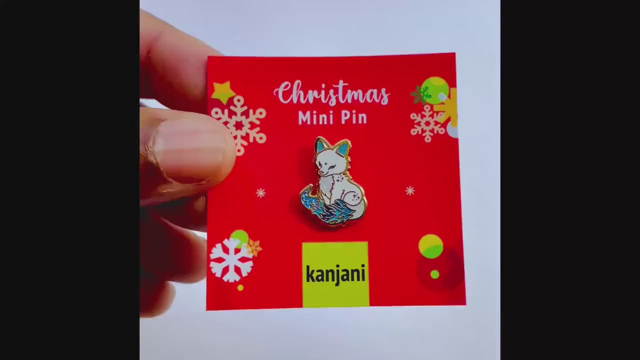 Arctic Fox Winter Enamel lapel pin - Christmas Mini Badge Set, Advent gift, stocking stuffer, Advent calendar