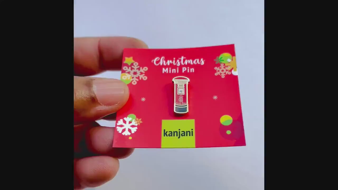 Holiday Post Box Enamel 6 pin gift box, Winter lapel badge, Christmas gift