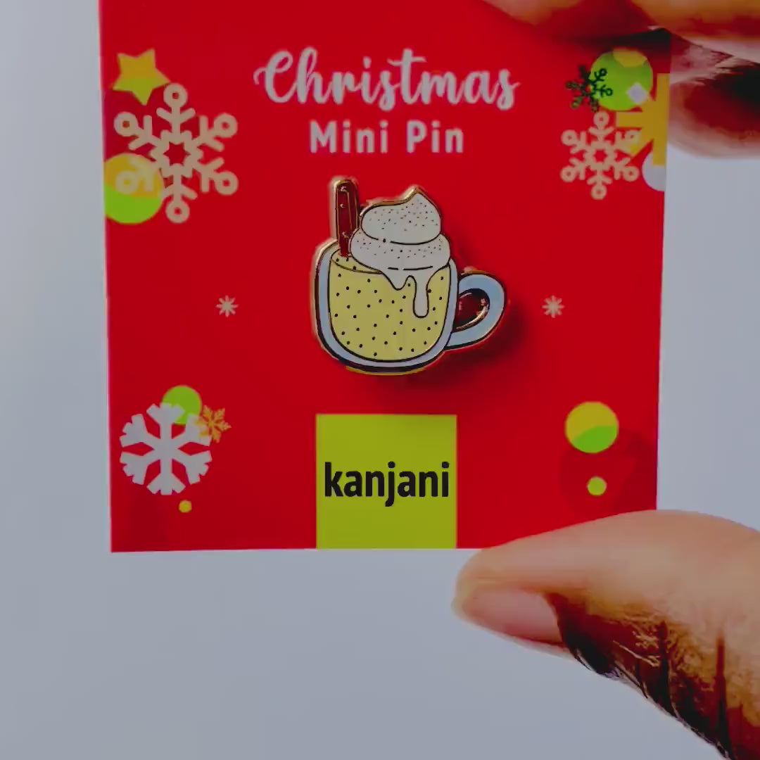 Eggnog with cream Mini cute enamel pin, Christmas gift, Christmas lanyard badge, teacher gift under 15, Advent Calendar, Stocking stuffer