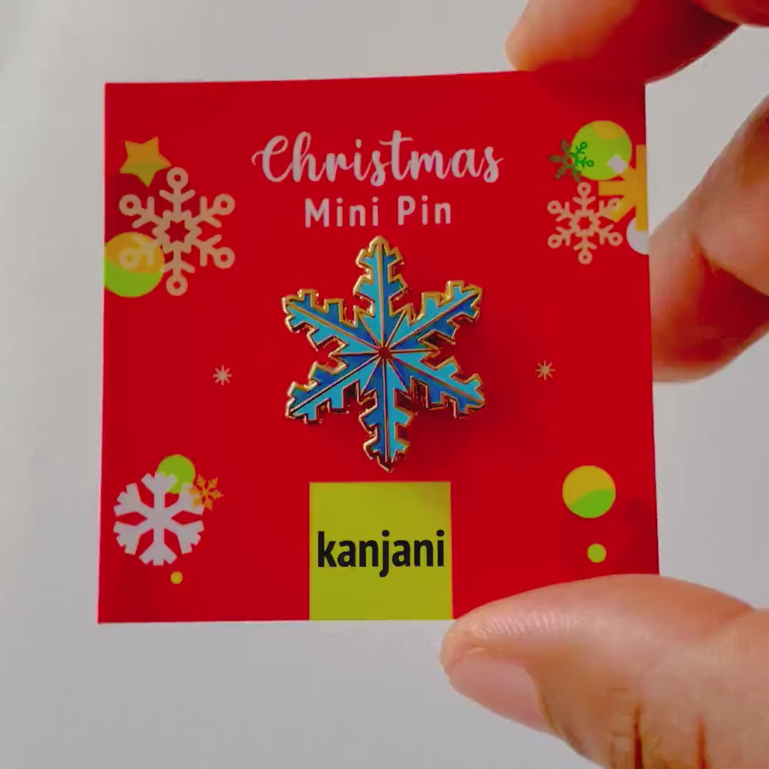 Snowflake Enamel Pin: Christmas Stocking Stuffer, Mini Lapel Badge, Advent calendar