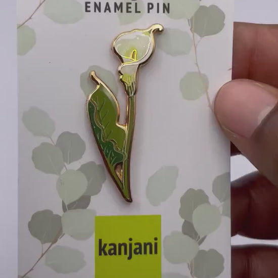 Calla Lily Flower Pin: Gold Hard Enamel Brooch (1.75in Size), Christmas gift, stocking stuffer, Advent calendar