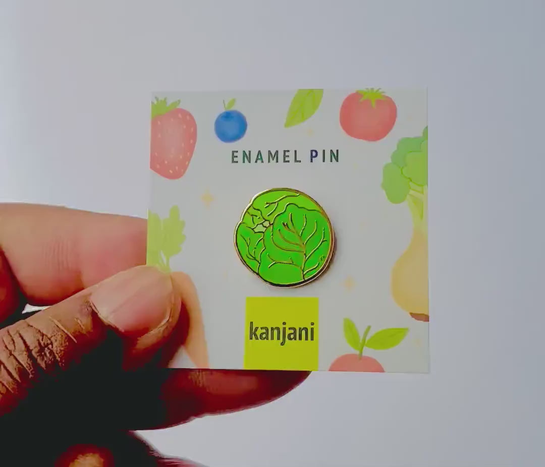 Enamel Pin Badge: Brussels Sprout Design - Gold Finish, Vegan Theme, Christmas gift, stocking stuffer, Advent calendar