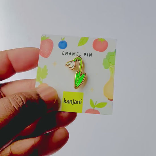 Snowdrop Enamel Pin: White Flower, Vegan Friendly, Autumn Decor, Christmas gift, stocking stuffer, Advent calendar