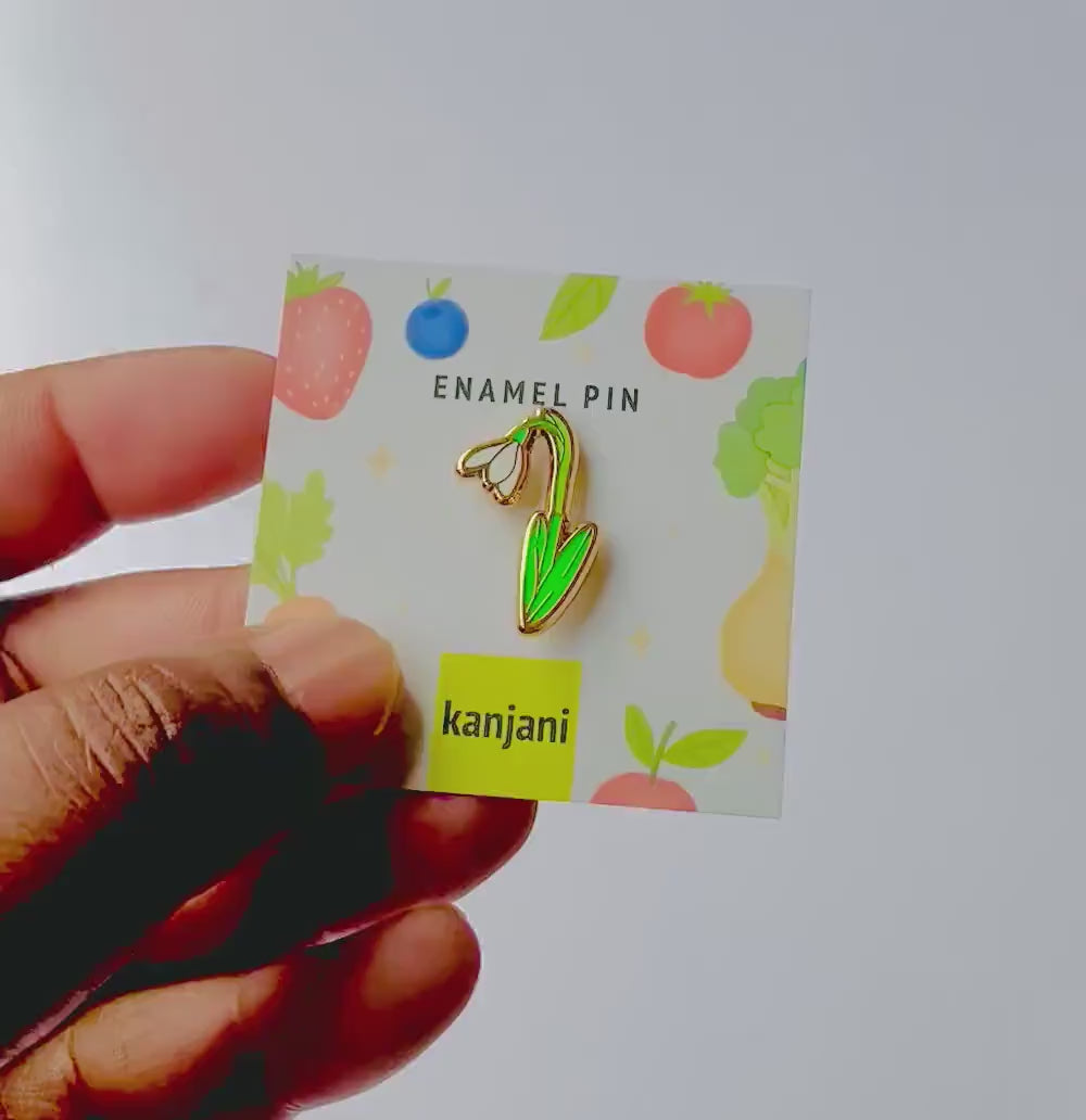 Snowdrop Enamel Pin: White Flower, Vegan Friendly, Autumn Decor, Christmas gift, stocking stuffer, Advent calendar