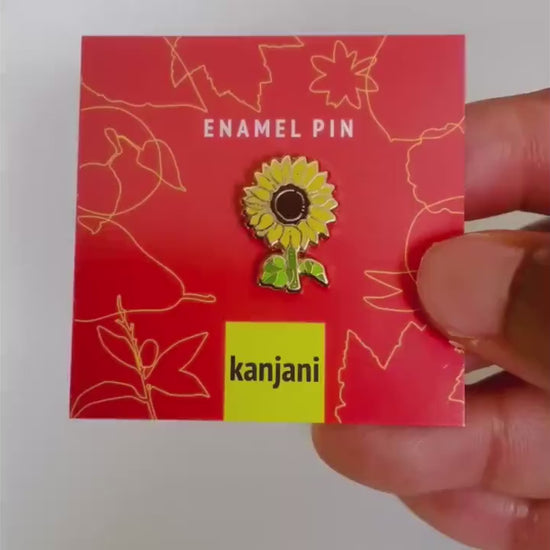 Sunflower mini enamel pin, Thanksgiving Harvest Halloween Gift, Fall Autumn lanyard decor, gift under 15, camping outdoors, maple leaf badge