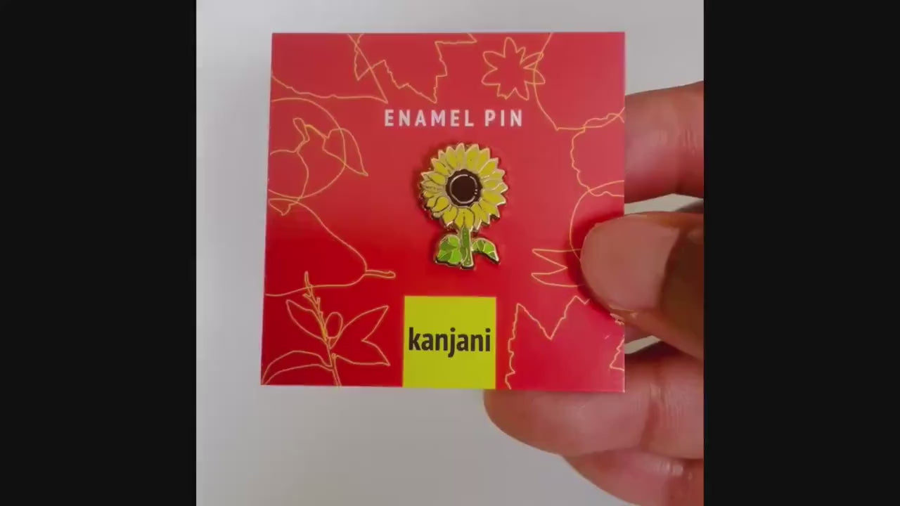 Sunflower mini enamel pin, Thanksgiving Harvest Halloween Gift, Fall Autumn lanyard decor, gift under 15, camping outdoors, maple leaf badge