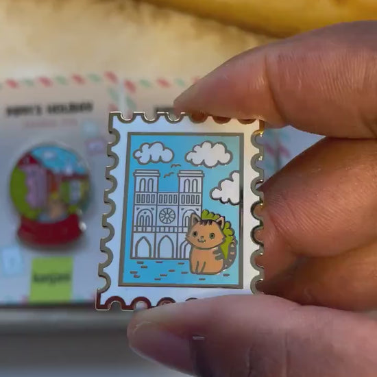 Paris Skyline Enamel Pin: Notre Dame, Eiffel Tower, Gold Detail, Christmas gift, stocking stuffer, Advent calendar