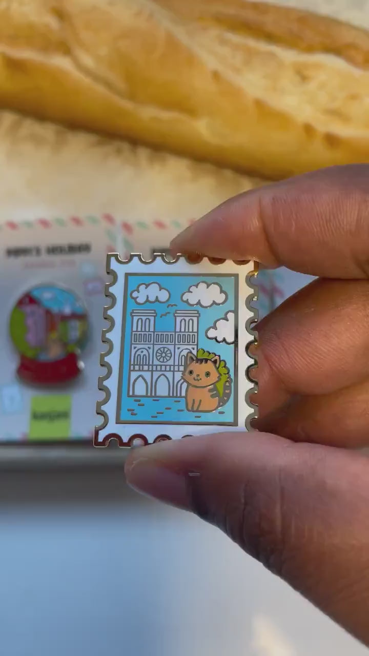 Paris Skyline Enamel Pin: Notre Dame, Eiffel Tower, Gold Detail, Christmas gift, stocking stuffer, Advent calendar