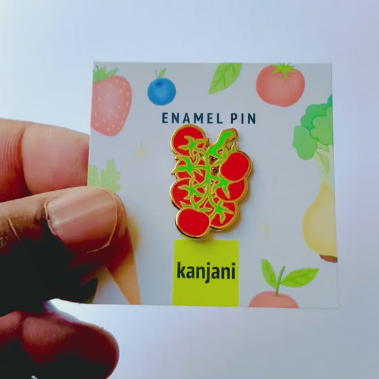 Vine Tomato Stem Enamel Pin, Vegan Lapel Badge, Christmas gift, stocking stuffer