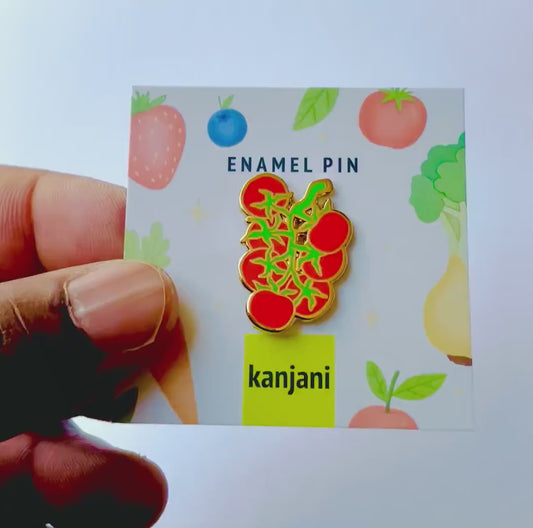 Vine Tomato Stem Enamel Pin, Vegan Lapel Badge, Christmas gift, stocking stuffer