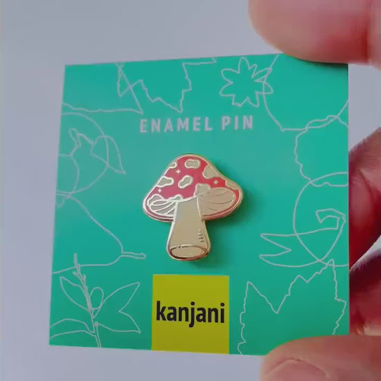 Red white spotted mushroom mini enamel pin, Fly agaric Thanksgiving Halloween Gift, Fall decor, Autumn gift, gift under 15, outdoors camping