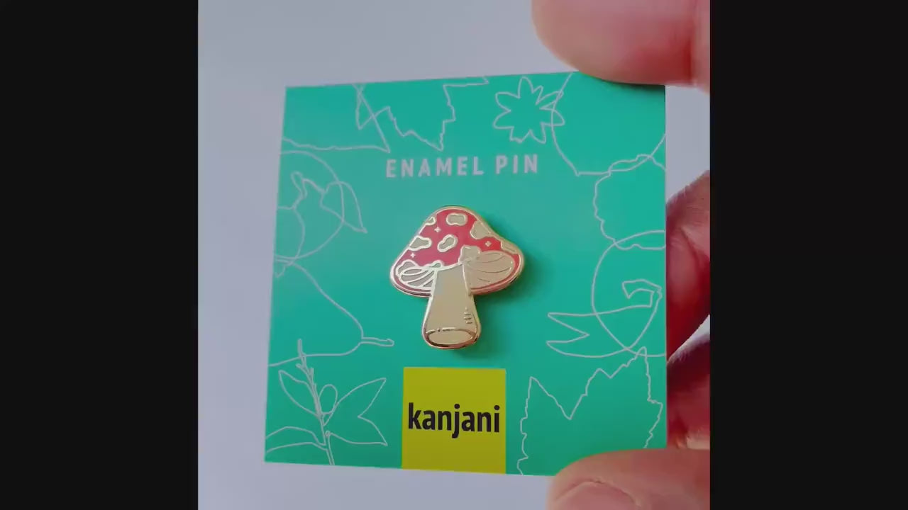 Red white spotted mushroom mini enamel pin, Fly agaric Thanksgiving Halloween Gift, Fall decor, Autumn gift, gift under 15, outdoors camping