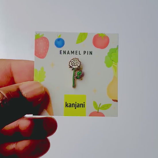 White Rose Enamel Pin: Nature Lover’s Lapel Badge (Mini Size), Christmas gift, stocking stuffer, Advent calendar