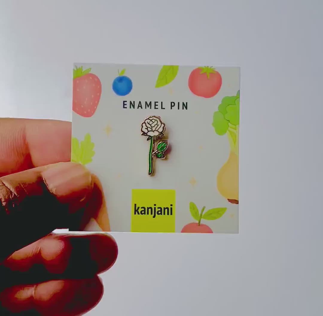 White Rose Enamel Pin: Nature Lover’s Lapel Badge (Mini Size), Christmas gift, stocking stuffer, Advent calendar