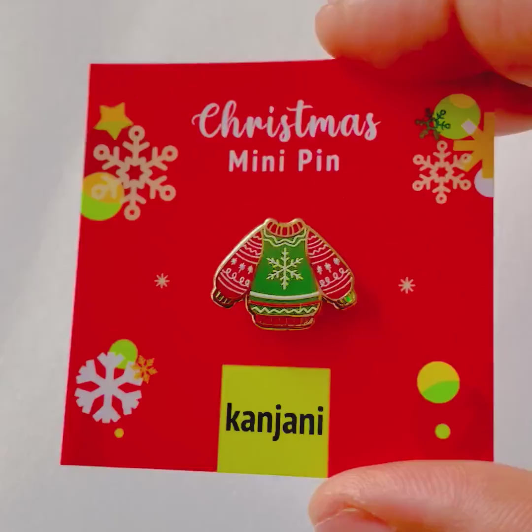 Ugly Sweater Pin: Festive Gold Hard Enamel Christmas Badge, Christmas gift, stocking stuffer, Advent calendar