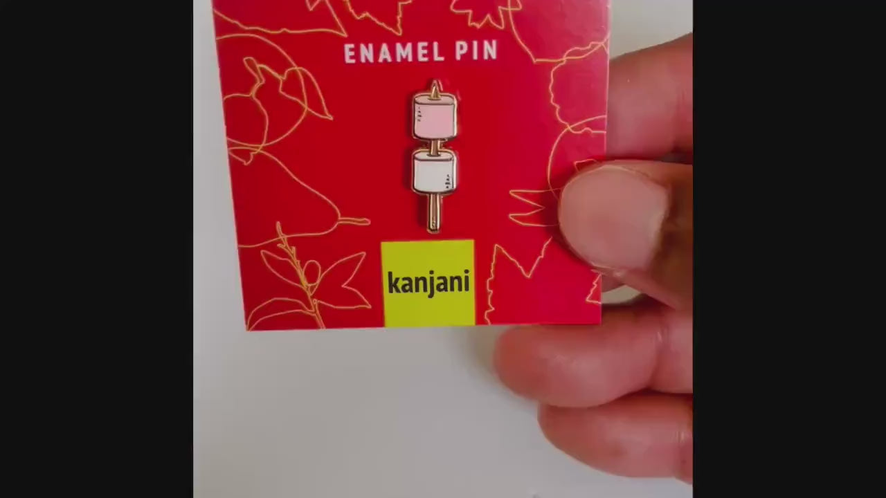 Fall Camping Enamel Pin, Roasting Marshmallow on Stick (Mini 0.75in), Christmas gift, stocking stuffer
