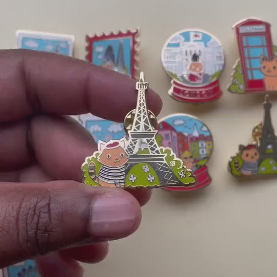 London and Paris Enamel pins | Pippi’s Holiday Vacation Pins | London Brooch | Paris pin | Eiffel Tower souvenir pin | Big Ben | Sacre Coeur