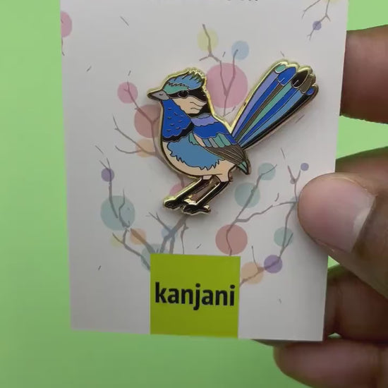 Splendid Fairy Wren Enamel Pin, Blue Australian Bird (1.25in Lapel), Christmas gift, stocking stuffer, Advent calendar