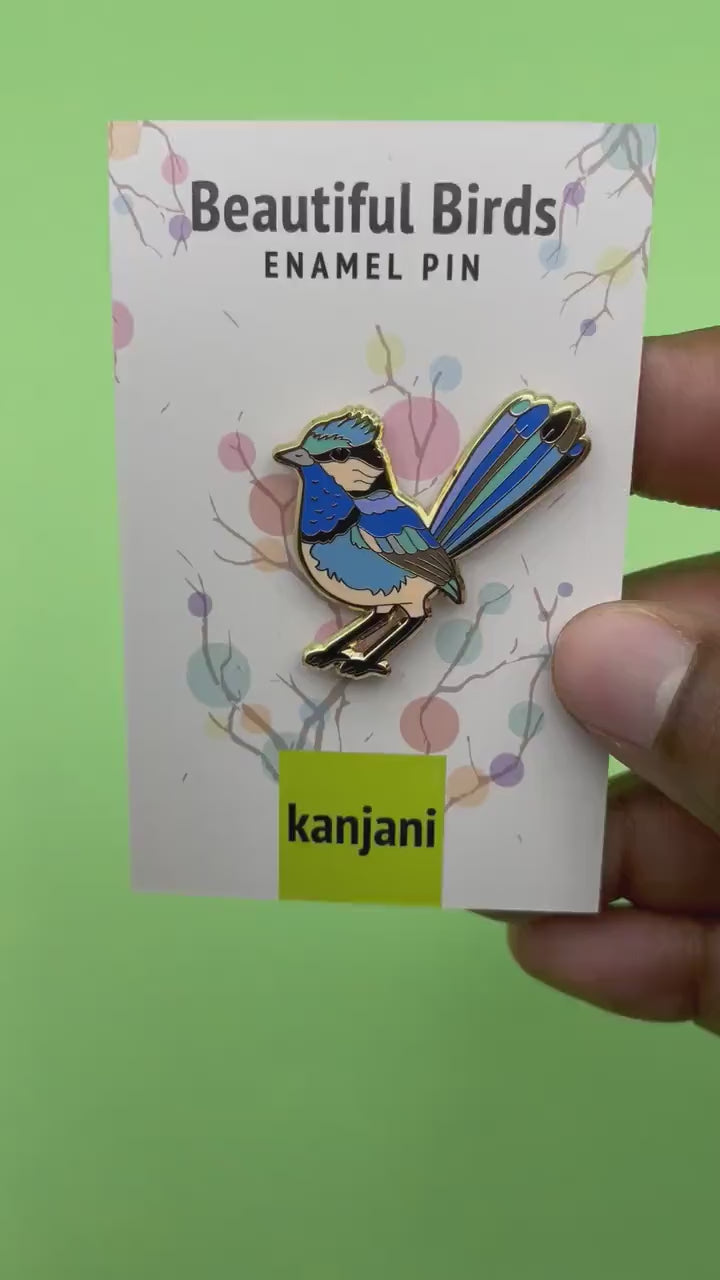 Splendid Fairy Wren Enamel Pin, Blue Australian Bird (1.25in Lapel), Christmas gift, stocking stuffer, Advent calendar