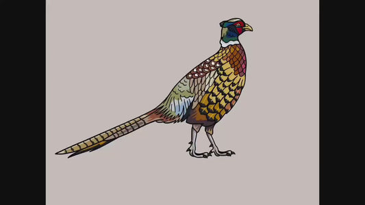 Pheasant Lapel Pin - Colorful Ring-Necked Bird, Gold Enamel, Christmas gift, stocking stuffer