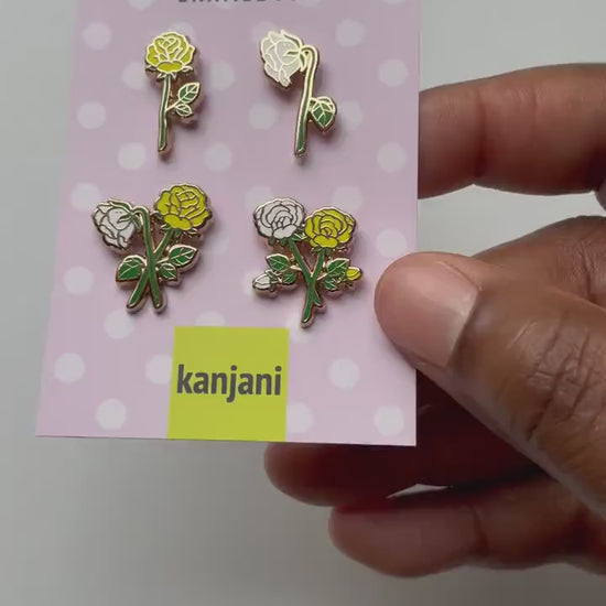 Rose Enamel Pins: Friendship, Healing Mini Pins - Set of 4, Advent calendar