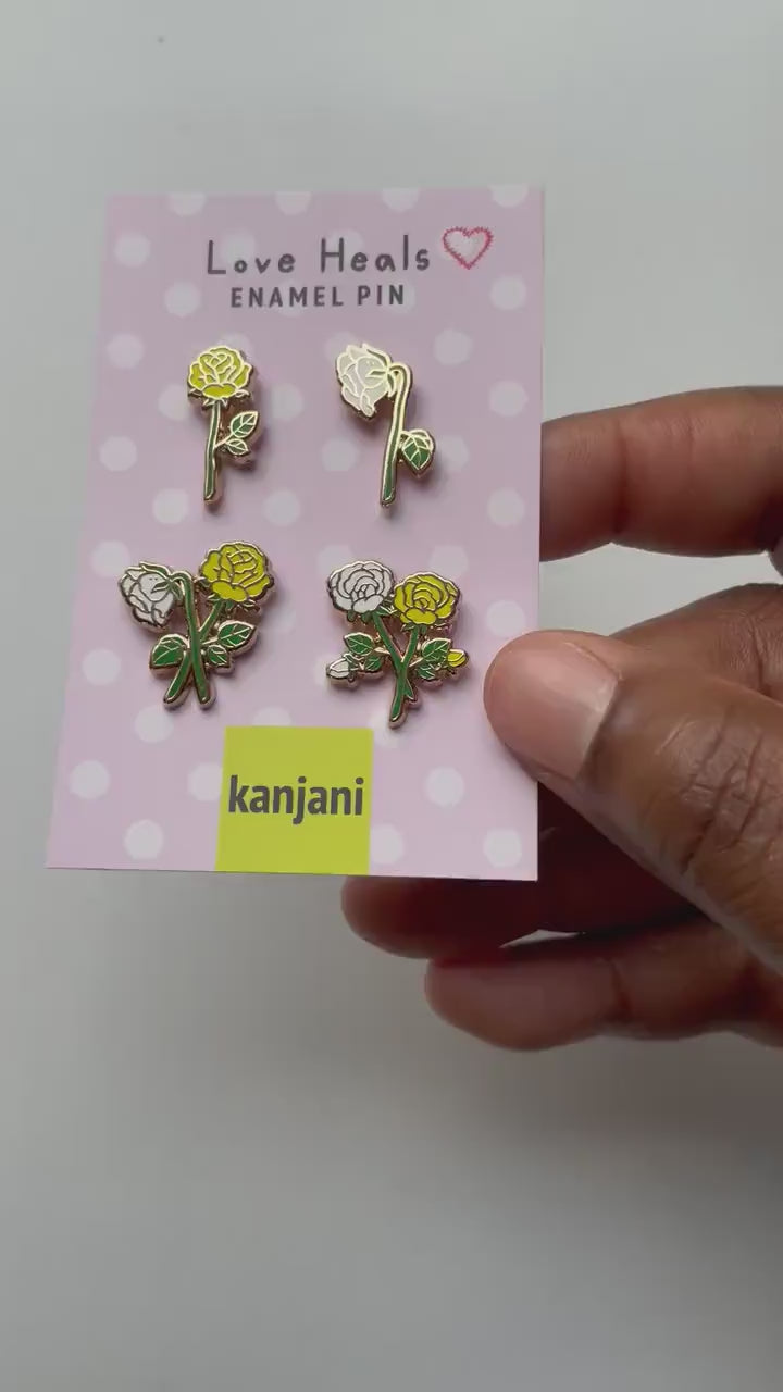 Rose Enamel Pins: Friendship, Healing Mini Pins - Set of 4, Advent calendar