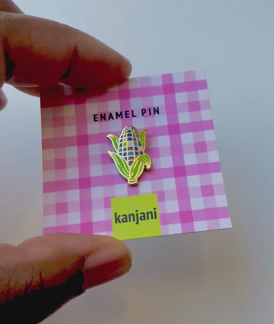 Blue Sweetcorn Enamel Mini Pin - Vegan Lapel Badge, picnic treat