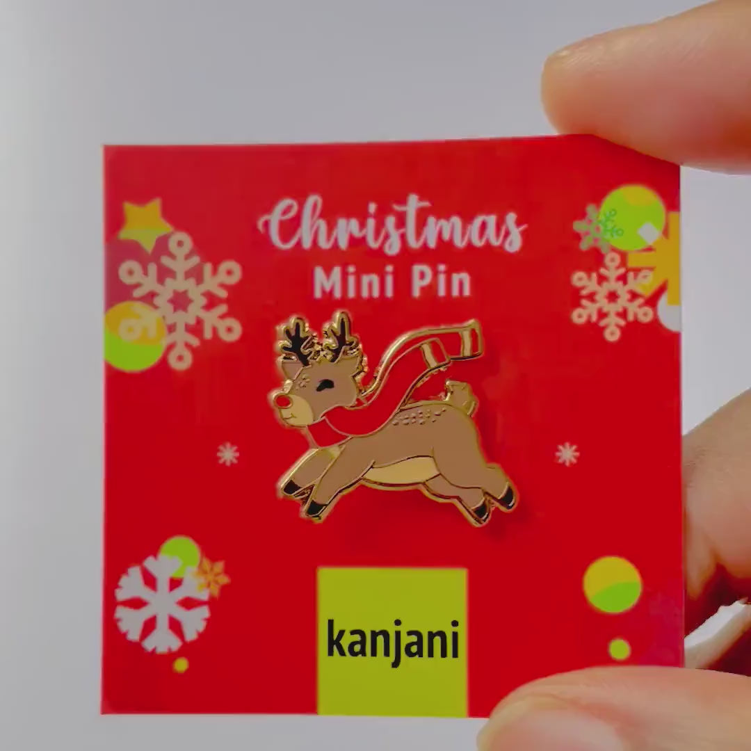 Santa’s red nose Reindeer Mini cute enamel pin, Christmas gift, Christmas lanyard badge, gift under 15, Advent Calendar, Stocking stuffer