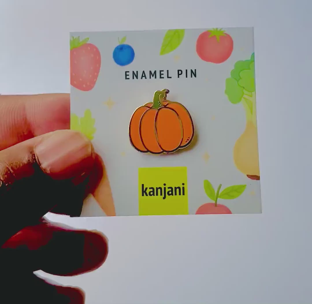 Pumpkin Enamel Pin: Vegan Gift, Farm Decor, Christmas stocking stuffer, Advent calendar