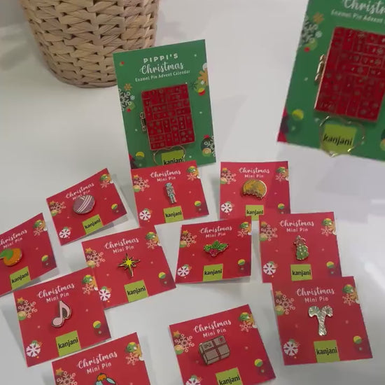 Hinged Christmas Advent Calendar Enamel Pin, Christmas stocking stuffer, Advent calendar