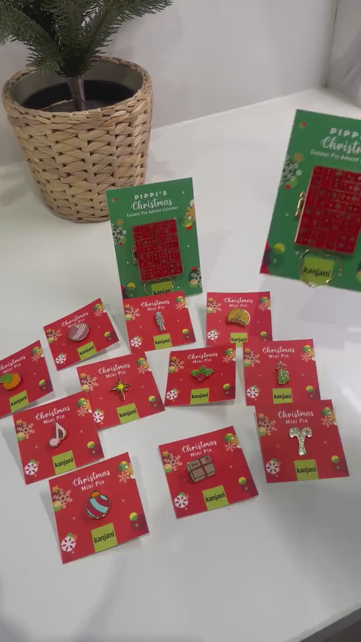 Hinged Christmas Advent Calendar Enamel Pin, Christmas stocking stuffer