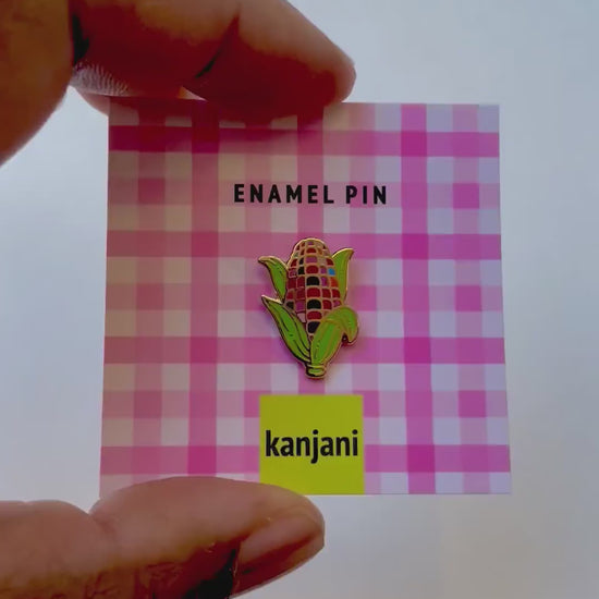 Red Purple Corn Cob Mini Enamel Pin, Vegan Lapel Badge, picnic treat