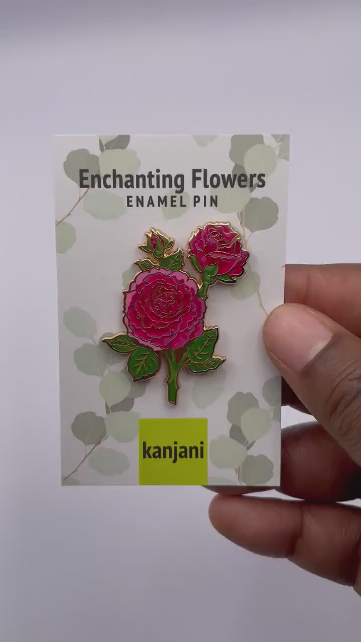 Flower Lapel Pin: Red Rose Enamel - Romantic Keepsake Gift, Christmas gift, stocking stuffer, Advent calendar