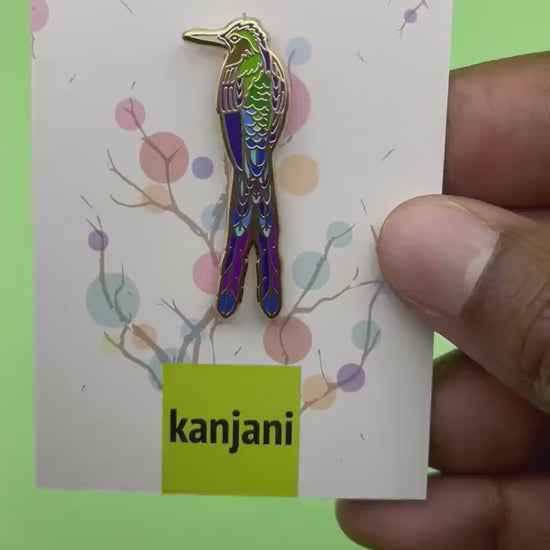 Violet Tailed Sylph enamel pin, bird lapel Badge, tropical Brooch,