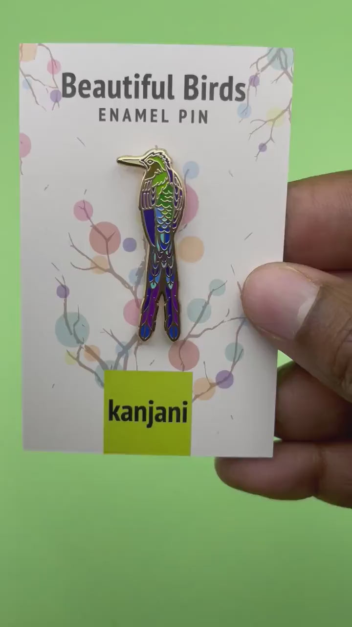 Violet Tailed Sylph enamel pin, bird lapel Badge, tropical Brooch,