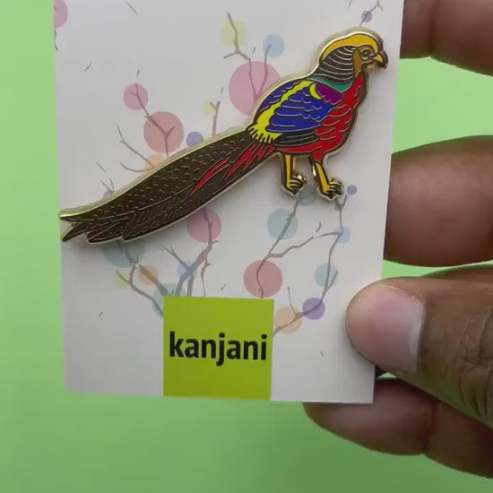 Golden Pheasant Enamel pin gift badge | Rainbow Pheasant | Beautiful Birds | gift for him | Game Bird | Gifts under 20 | Bird lover gift